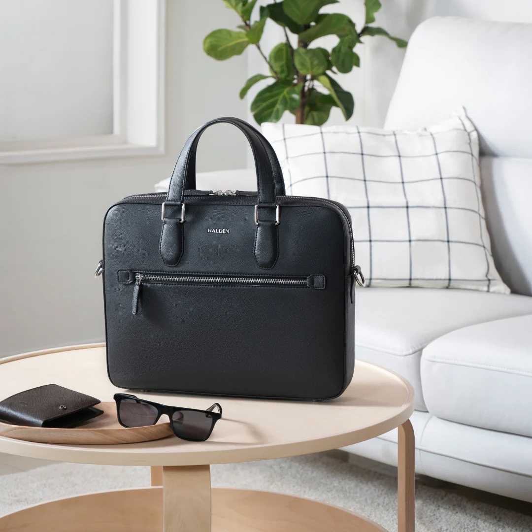BELFORD BLACK LAPTOP BAG - SAFFIANO - Image 13